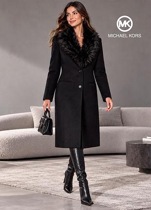 Новое черное оригинальное пальто 80% шерсть michael kors