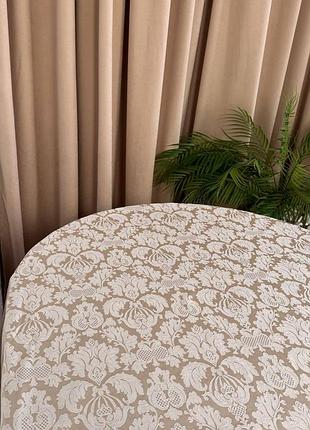 Скатерть homey vibe 160х220 овал водоотталкивающая жаккард бежевая