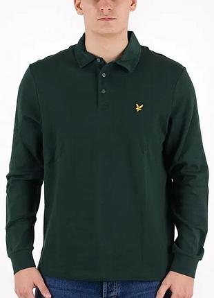 Чоловіче зелене поло з довгим рукавом lyle & scott / лонгслів кофта лайл скотт