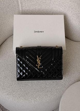 Сумка saint laurent cassandre envelope chain wallet черный