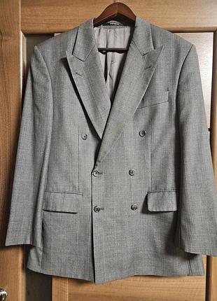 Двубортный винтажный пиджак yves saint laurent (ysl) - 100% натуральная шерсть (l/xl)