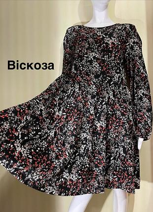 Стильна квіткова сукня міді з віскози (стан нової) 🌸