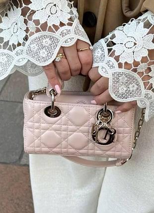 Сумка жіноча christian dior lady dior рожева