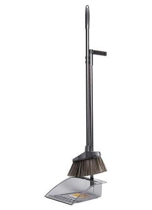 Комплект веник и совок длинная ручка 25×25×95 см серый household hp-35015-7g