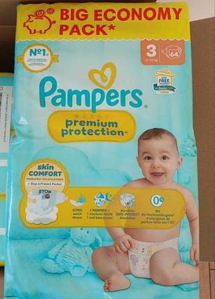 Підгузки pampers premium protection №3 (64 шт.)