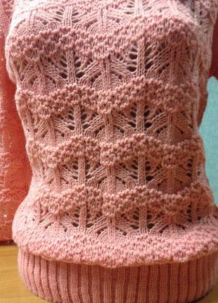 Очень красивый ажурный свитер, теплый, качество! цвет коралл5 фото