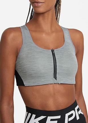 Спортивний топ-бра nike dri-fit shape high-support padded front zip sports bra (арт. cn3718-084).