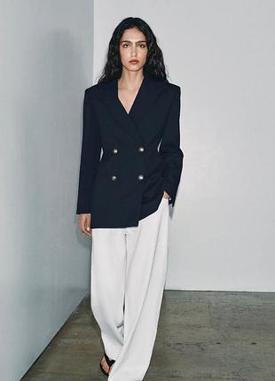 🫐 двубортный пиджак с шерстью от zara