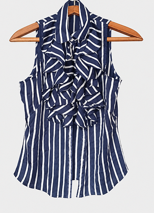 Блуза жіноча з рюшами ralph lauren смугаста блузка без рукавів з жабо lauren розмір 6 (s/m)