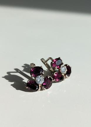 Серебряные серьги с цирконами, серебро 925