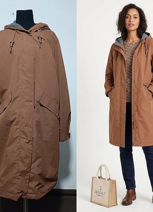 Seasalt cornwall high water coat пальто/ плащ   длинная водонепроницаемая модель с стеганой подкладкой и глубоким капюшоном uk 14/eu42/us10