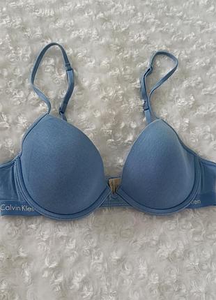 Блакитний бюстгальтер базовий бюст гладкий ліф котоновий calvin klein 34b 75b 70c
