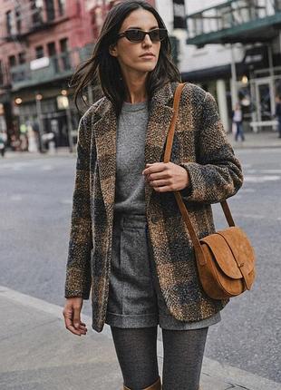 Теплый твидовый пиджак / жакет в клетку 100% шерсть wilken (woolmark), р. 38 (s/m)