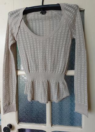 Лонгслів жіночий armani exchange бежевий ажурний з люрексом