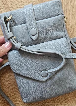 Крос-боді жіноча radley сіра шкіряна