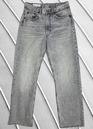 Жіночі джинси zara m eu 38 uk 10 ua 44 прямі джинсові штани денім прямого фасону з високою посадкою необроблений край