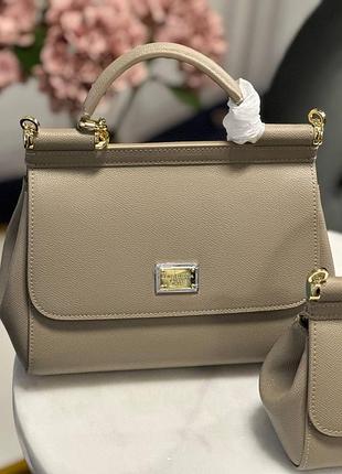 Сумка dg dolce gabbana sicily  25 cm беж 2