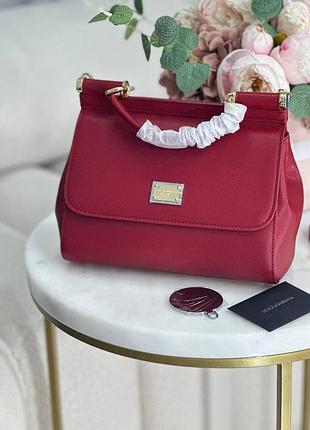 Сумка dolce & gabbana червона з ремінцем sicily  25 cm
