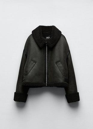 Дубленка zara хаки 2