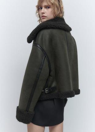 Дубленка zara хаки 3