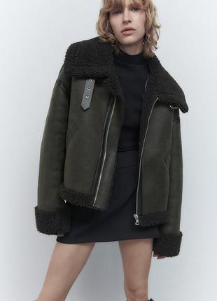 Дубленка zara хаки 4