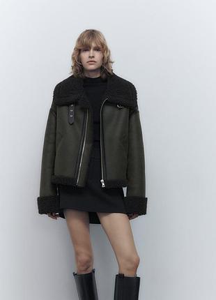 Дубленка zara хаки 5
