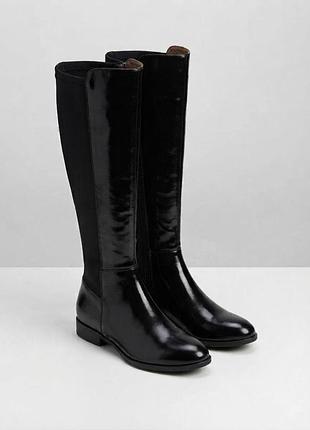 Чорні лакові чоботи-стрейч від good sole (wide fit) у 36 розмірі