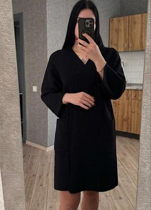 Пальто женское осень. черное l-xl
