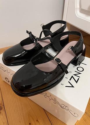 Туфлі жіночі lonza shoes чорні, 36 розмір, лакована шкіра