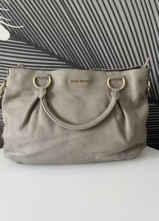 Велика шкіряна вінтажна сумка miu miu