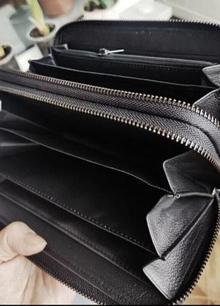 Кожаный кошелек(гаманець) универсальный. кожа. черный