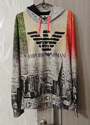 Мужской свитшот худи с капюшоном emporio armani