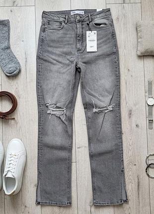 ​✨ жіночі джинси zara з розрізами та рваними колінами (нові з бірками)
