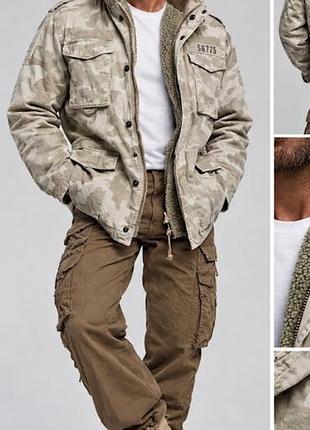 Чоловіча зимова куртка 2в1 surplus raw vintage s&t 75 камуфляж зі зйомним хутром
