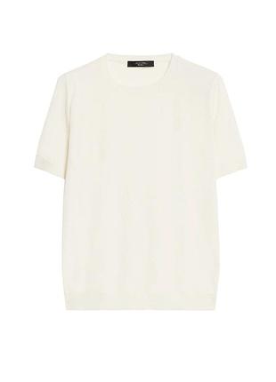Молочна лляна футболка max mara weekend, молочний лляний джемпер max mara weekend з коротким рукавом, s