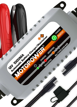 Автоматичний зарядний пристрій для акумуляторів motopower mp00205b 12v 1a (товар з вітрини)