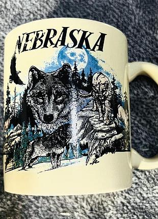 Керамічна чашка nebraska з вовками / сувенірний кухоль