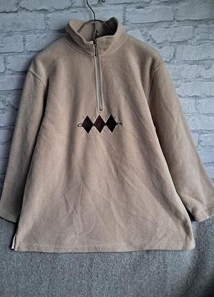 Жіноча флісова кофта casual fashion, розмір xl-2xl (44/46), бежева на блискавці 1/4