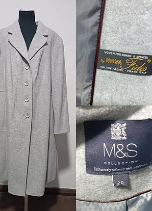 Шерстяное пальто m&s collection с кашемиром (italian fabric nova fides) — размер uk 20 / xl-2xl
