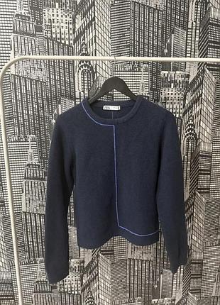 Жіночій темно синій светр zara теплий светр з додаванням вовни зара