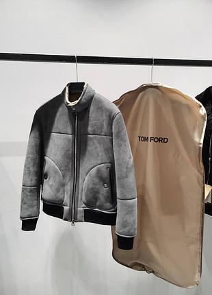 Чоловіча коротка дублянка з натуральної шкіри та хутром tom ford