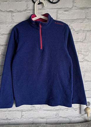 Детская флисовая кофта quechua (decathlon), размер 133-142 см (10 лет), синяя с розовым