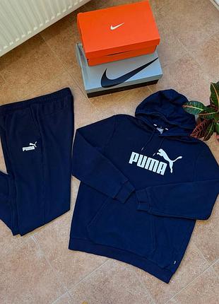 Темно-синій спортивний костюм  puma ess big logo hoodie