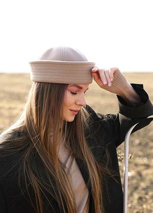 Тренд! морячка кашемір sailor hat, папайка, панама матроса, 55-56, бежевый