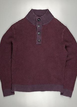 Светр вʼязаний tommy hilfiger 1/4 waffle knit button up sweater