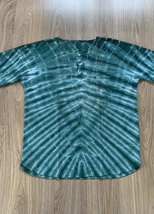 Мужская базовая хлопковая футболка тай-дай с пуговицами tie dye