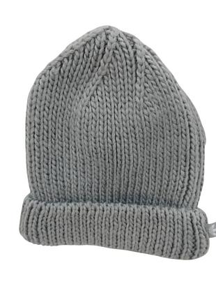 Сiра в'язана шапка бини adidas originals (one size) / тепла зимова шапка адидас