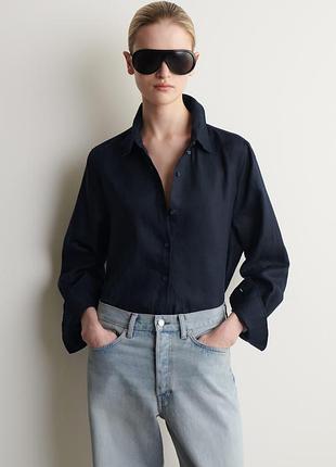 Cos лляна сорочка regular-fit linen shirt в стилі washed effect (випраний або варений ефект)