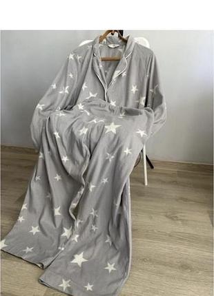 Marks&spencer тепла флісова піжама теплая пижама флис в зірочки великого розміру