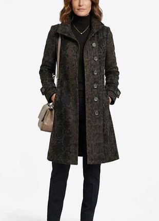 Стильне демісезонне пальто desigual із фактурним зміїним принтом (р. 46),l/ xl.
